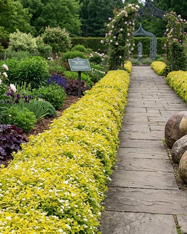 Спирея березолистная "Тор Голд"(Spiraea betulifolia Tor Gold)